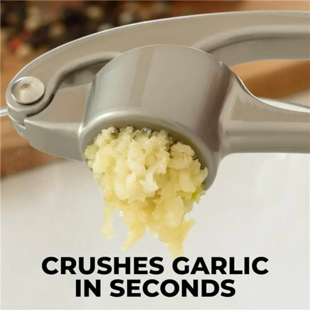 Kitchen Garlic Press Set with Silicone Peeler Dishwasher Safe Easy Squeeze